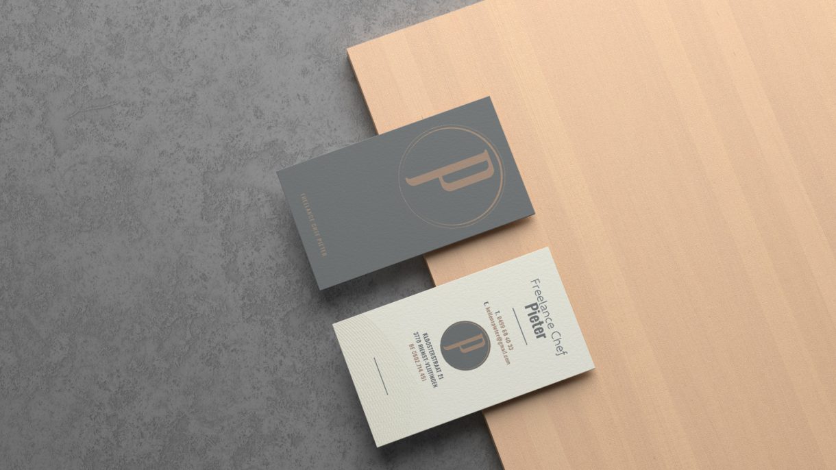 Naamkaartjes design voor Freelance Chef Pieter